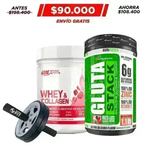 Whey Collagen 420 gr + Gluta Stack 1.1 lb + Obsequio - Zona FIT