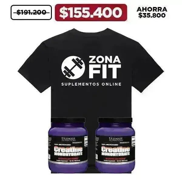 2 Unid. Creatine Monohidrate · 1000 gr + Camiseta - Zona FIT