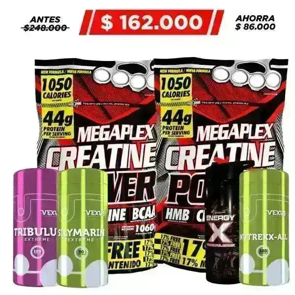 2 unid MegaPlex 2 lb + Energy X 25 sobres + Tribulus 100 caps + Obsequio - Zona FIT