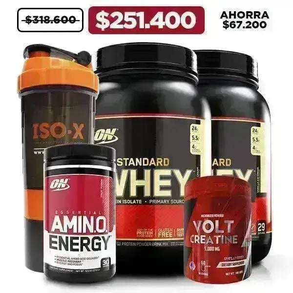 2 Unid. Gold Standard 2 lb + Creatine 300gr + Amino Energy 30 serv + Shaker - Zona FIT