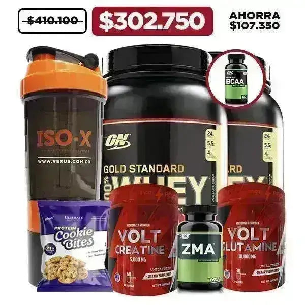 2 Unid. Gold Standard 2 lb + Glutamine 300gr + Creatine 300gr + ZMA + Obsequios - Zona FIT