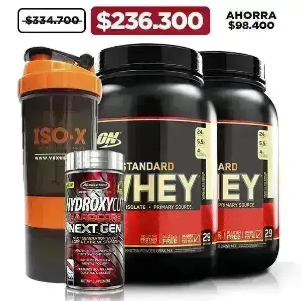 2 Unid. Gold Standard 2 lb + Hydroxycut Next Gen 100 caps + Shaker - Zona FIT