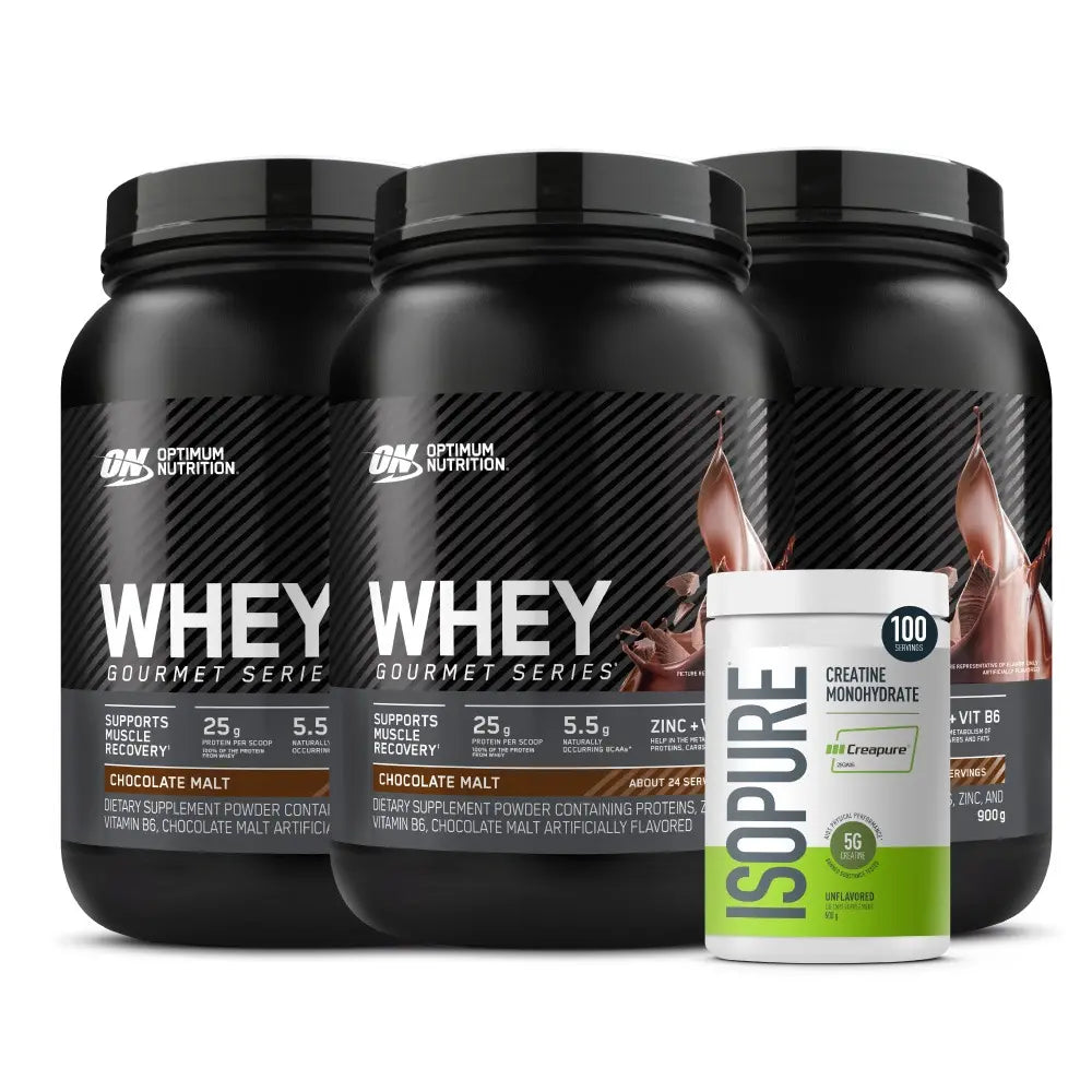 3 und Whey Gourmet 2 LB + Creatine Isopure 100 Serv