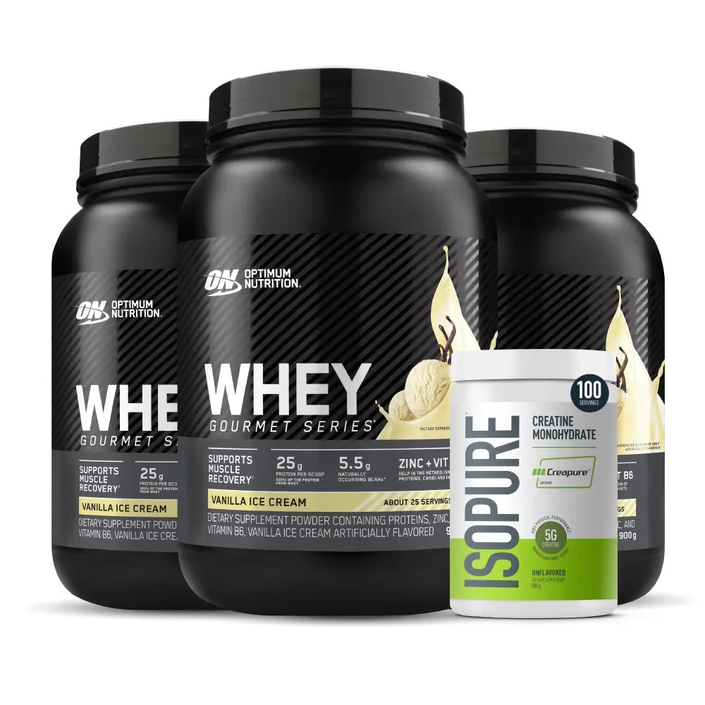 3 und Whey Gourmet 2 LB + Creatine Isopure 100 Serv
