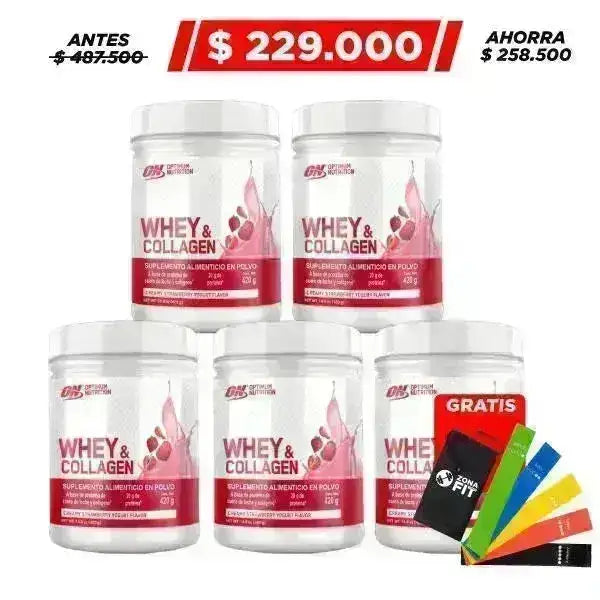 5 Unid. Whey Collagen Optimum Nutrition + Obsequio - Zona FIT