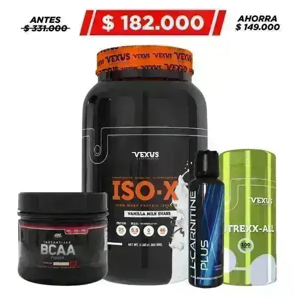 ISO-X 3 lb + L-Carnitine 500 ml + BCAA Powder 40 serv + Obsequio - Zona FIT