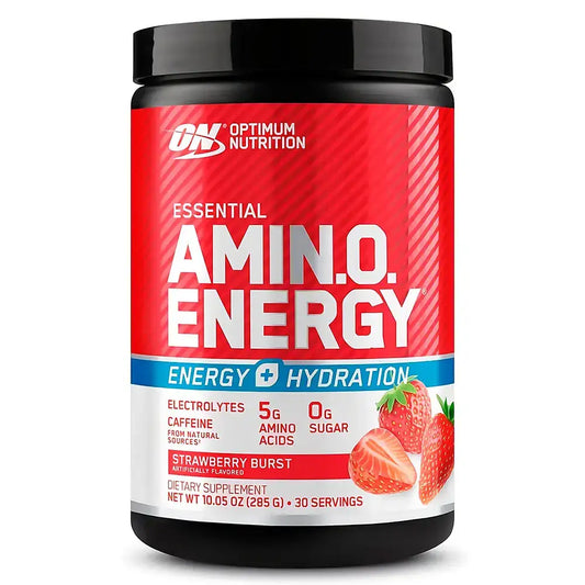 Suplemento Amino Energy sabor fresa, con aminoácidos y electrolitos para energía e hidratación