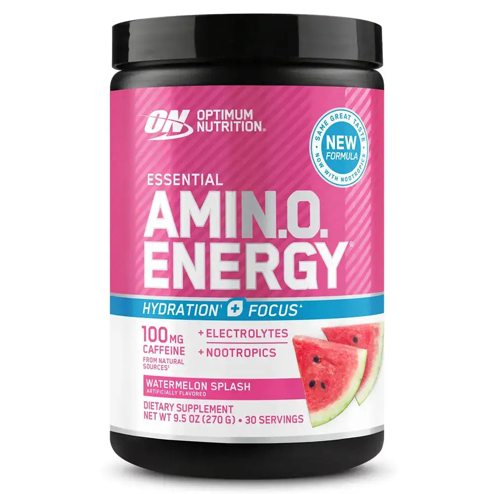 Suplemento Amino Energy sabor sandía con cafeína, electrolitos y nootrópicos para hidratación y enfoque