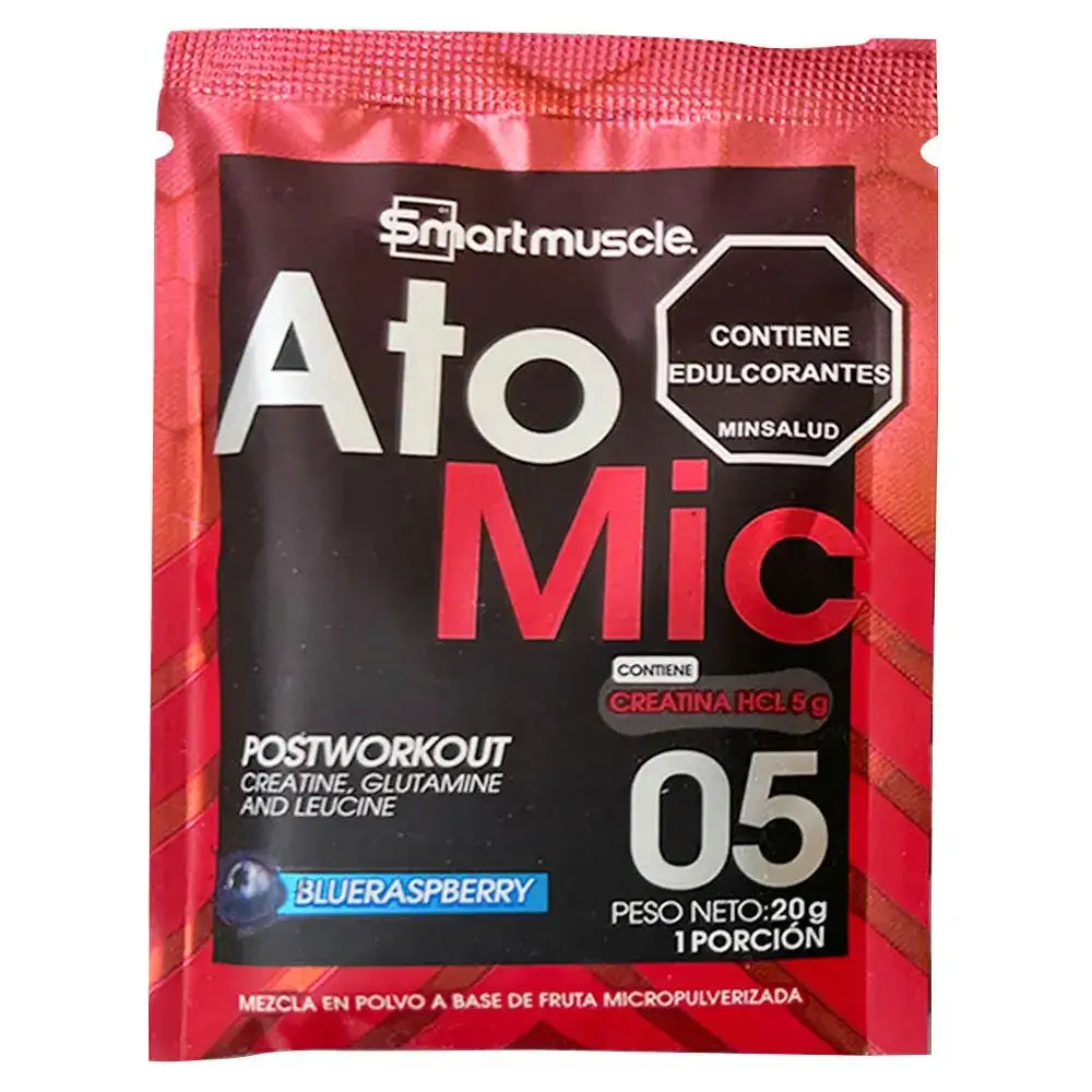 Suplemento postentreno Atomic Smartmuscle sabor blueraspberry con creatina y aminoácidos, 20g