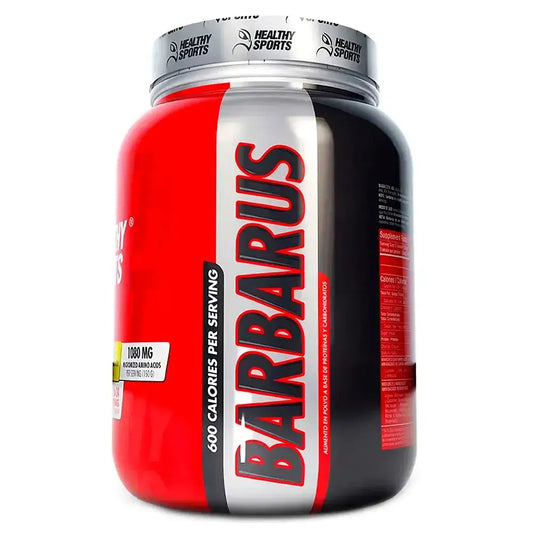 Suplemento Barbarus de Healthy Sports, 600 calorías por porción, aminoácidos y proteínas para fitness