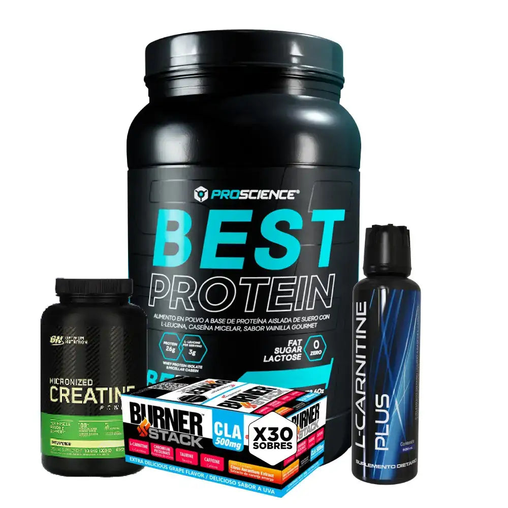 Best Protein 2 lb + L-Carnitine Plus + Creatine Optimum 60 Serv + Obsequio