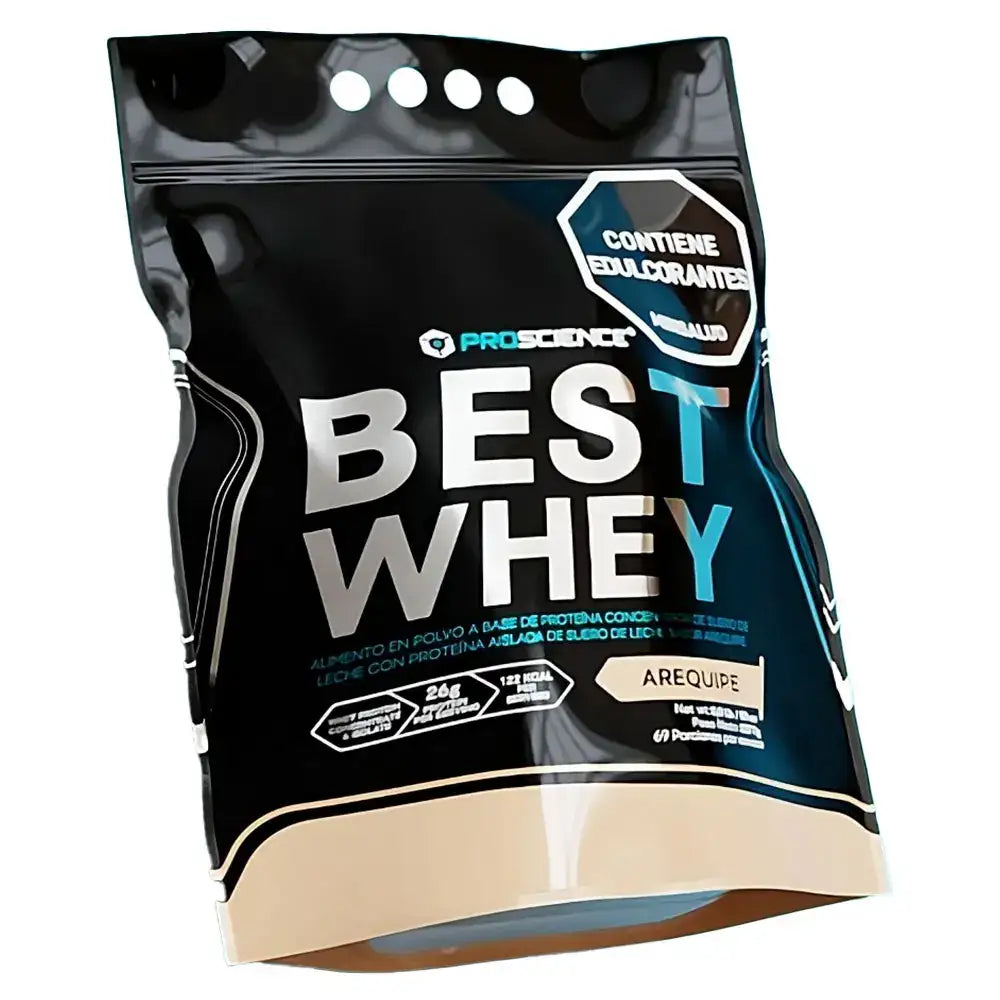 Best Whey sabor arequipe, suplemento proteico de ProScience con edulcorantes