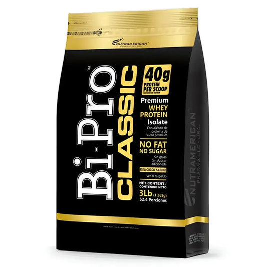 Bi-Pro Classic proteína de suero aislada 40g por porción, sin grasa ni azúcar, 3 libras