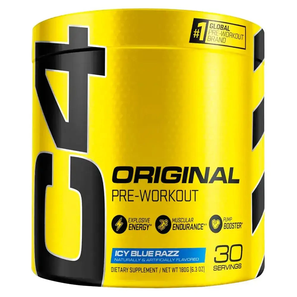 Pre-entreno Original Icy Blue Razz, energía explosiva y resistencia muscular, 30 porciones