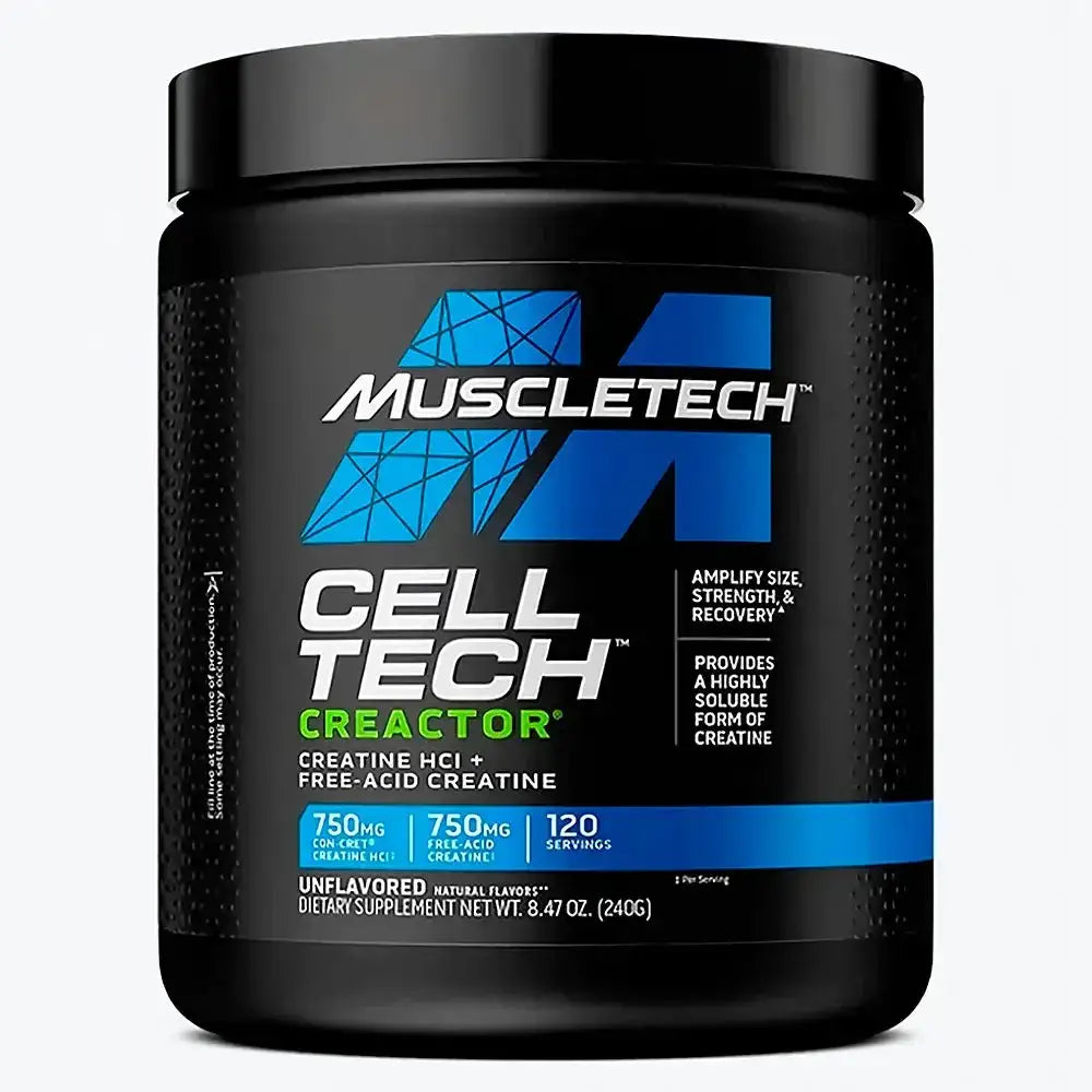 Suplemento Muscletech Cell Tech Creactor con creatina HCl y creatina libre, para masa muscular y recuperación