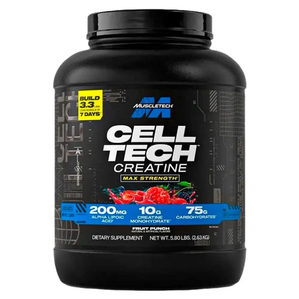 Suplemento Cell Tech Creatina Max Strength sabor Fruit Punch, 2.63 kg, para ganar masa muscular