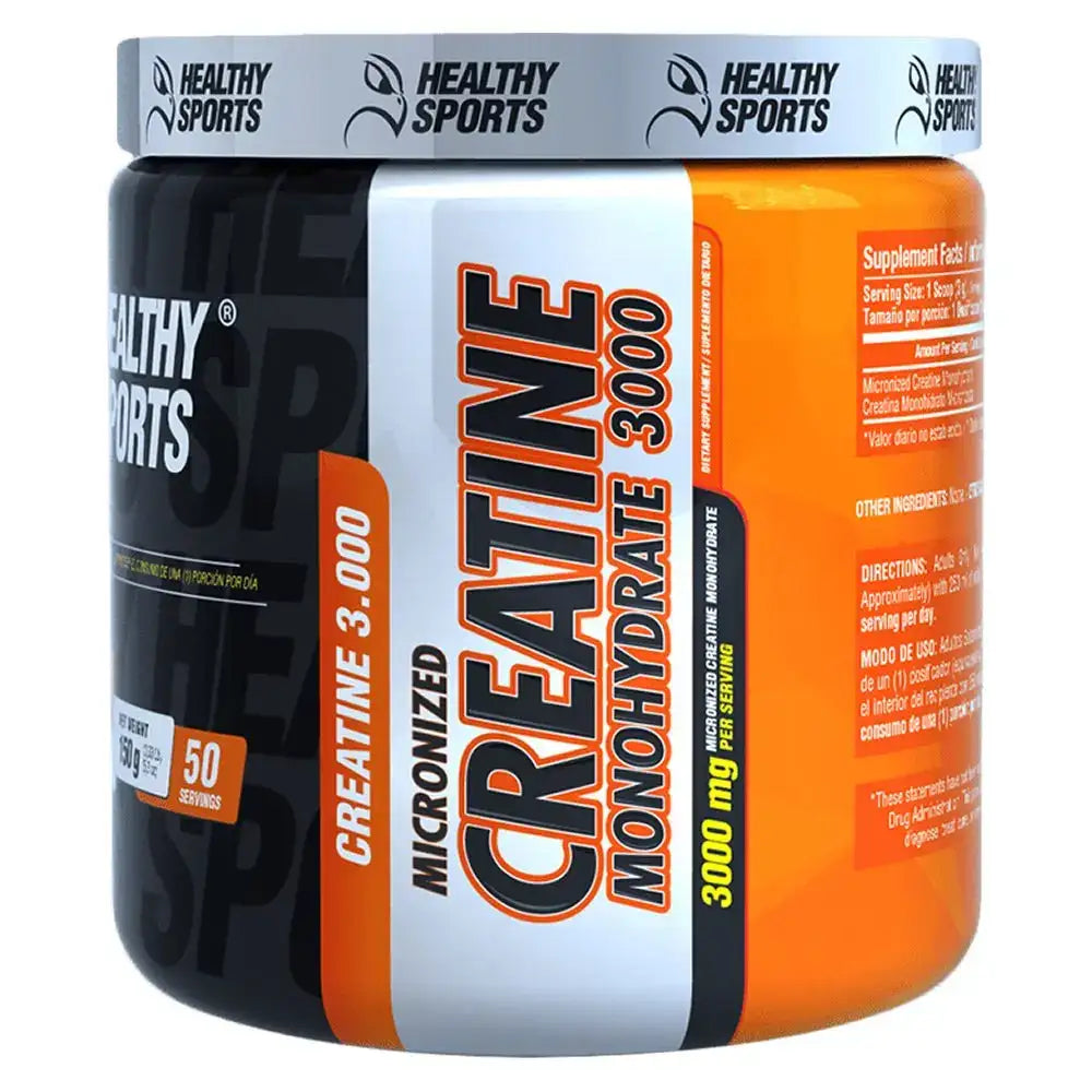 Creatina Monohidrato 3000 mg, suplemento deportivo micronizado para rendimiento y masa muscular