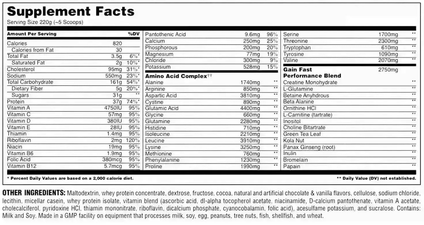 Gain Fast 5 lb + Glutamine 300 gr + Obsequio - Zona FIT