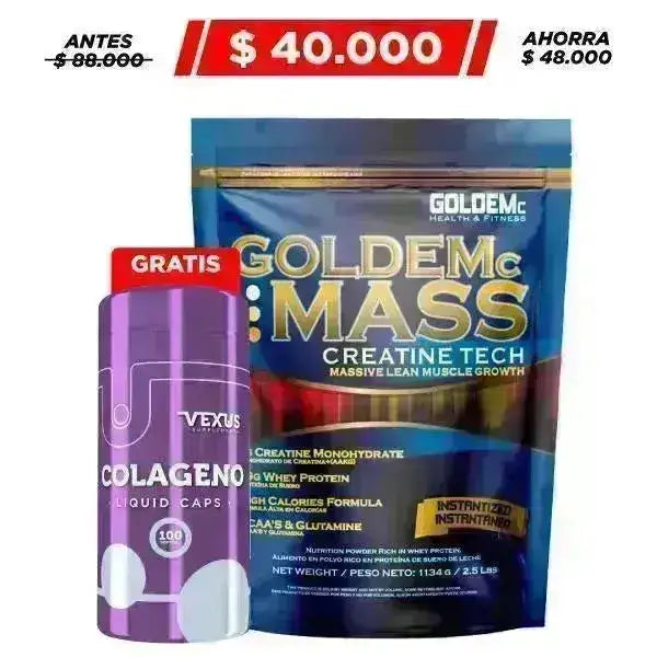 Goldem Mass 2.5 lb + Colágeno 100 caps - Zona FIT