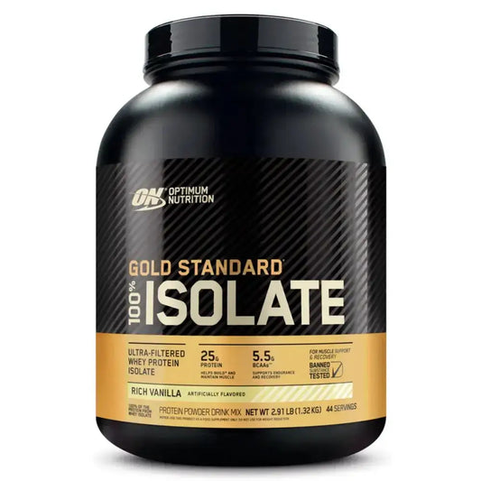 Proteína en polvo Gold Standard 100% Isolate sabor vainilla, suplemento para masa muscular y recuperación