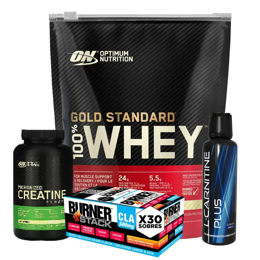 Gold Standard 22 serv + L-Carnitine Plus + Creatine Optimum 60 Serv + Obsequio