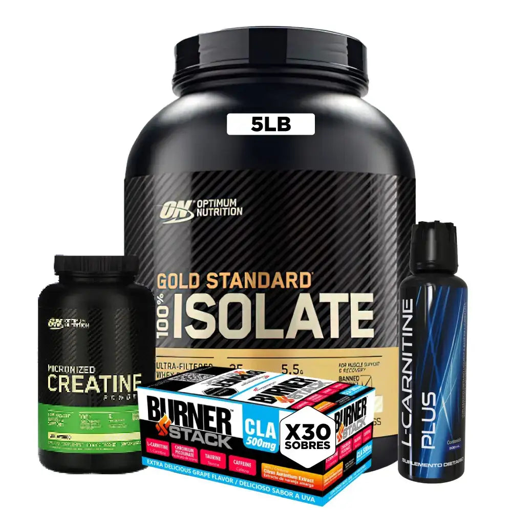 Gold Standard Isolate 5 lb + L-Carnitine Plus + Creatine Optimum 60 Se – Zona FIT