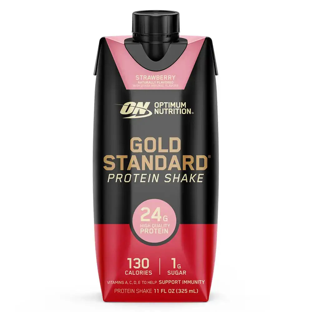 Batido de proteína Gold Standard sabor fresa, 24g proteína, bajo en azúcar, suplemento fitness