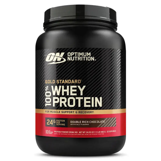 Proteína whey 100% Gold Standard sabor chocolate, 24g de proteína por porción, suplemento para recuperación muscular