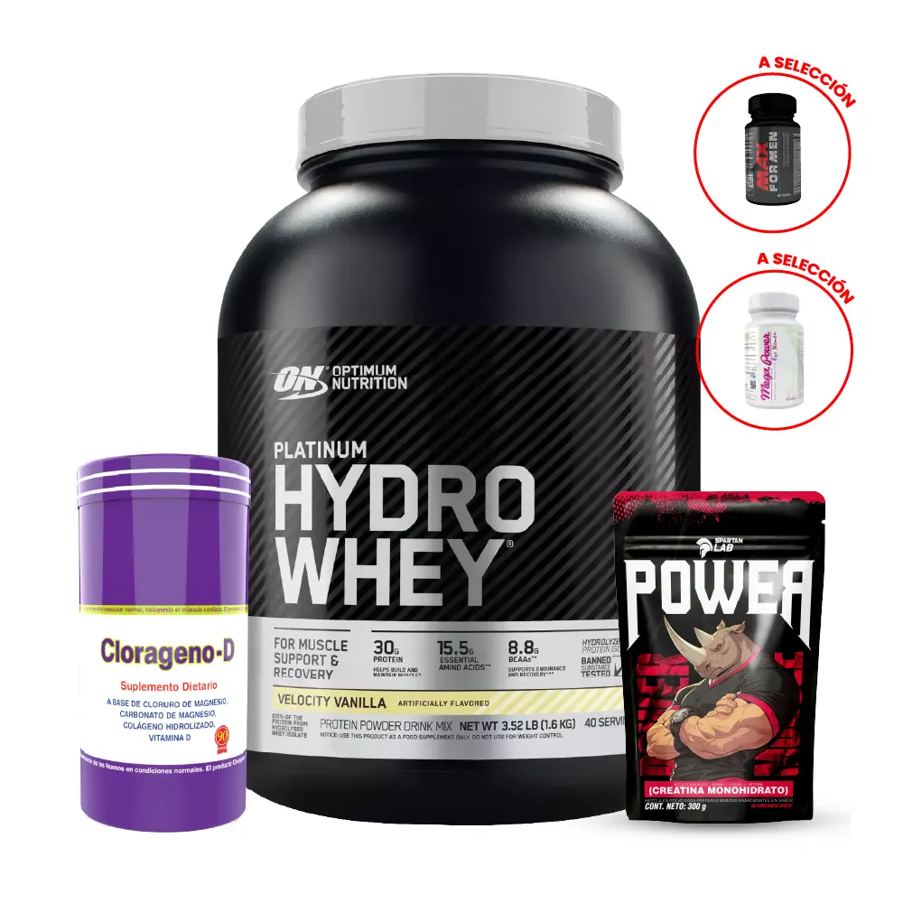 Hydrowhey 3.5 lb + Creatina Power 300 g + Clorágeno-D + Obsequio