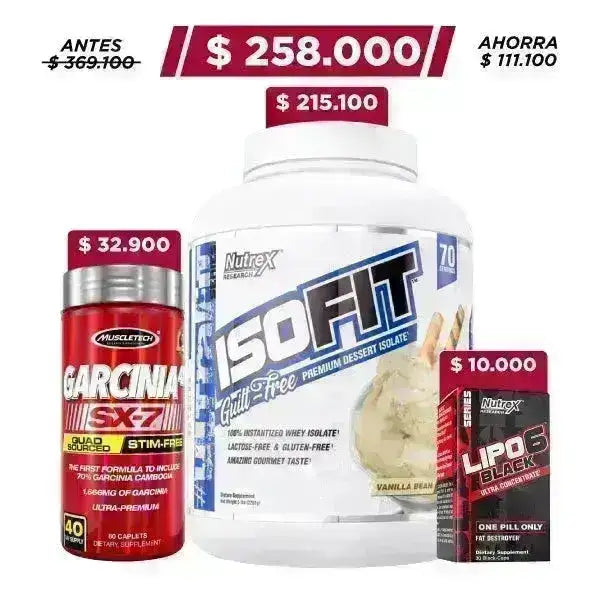 Iso FIT 5 lb + Lipo 6 Black 30 caps + Garcinia 4X 80 Caplets - Zona FIT