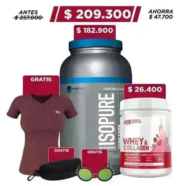 Isopure 3 lb + Whey & Collagen 1 lb + Obsequio - Zona FIT