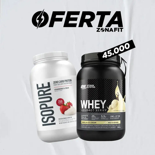 Oferta proteína Isopure y Whey Gourmet Series sabor vainilla, suplementos fitness en promoción
