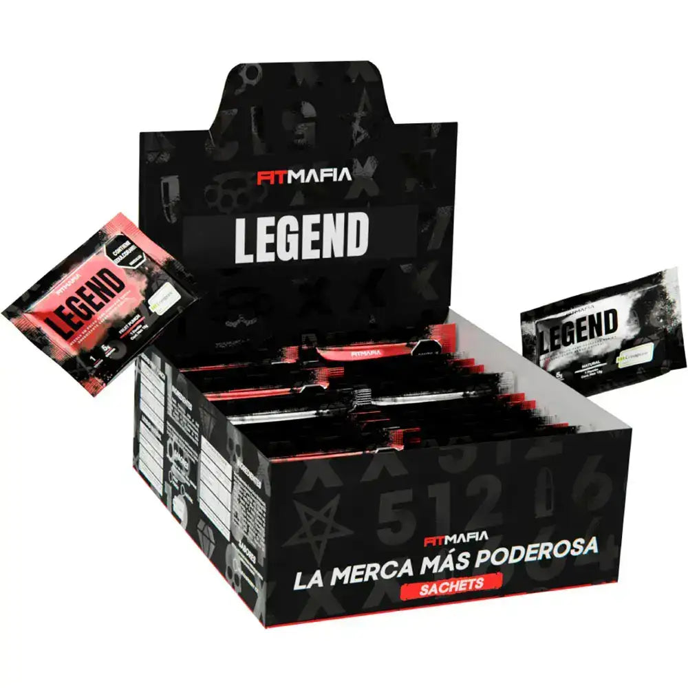 Caja de sachets Legend de Fitmafia, suplemento pre-entreno para entrenamiento intenso