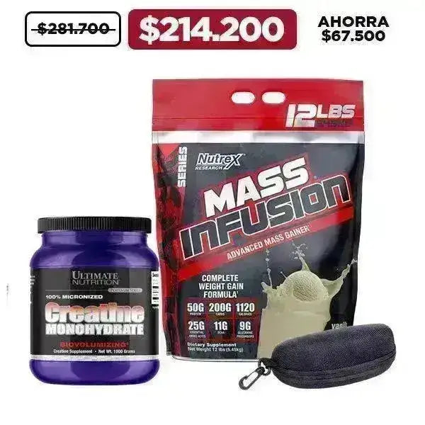 Mass Infusion 12 lb + Creatine 300 gr + Obsequio - Zona FIT