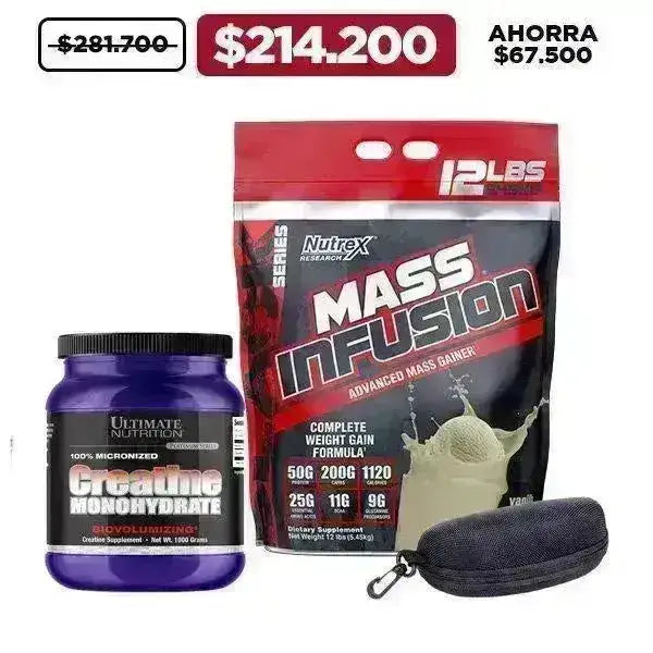 Mass Infusion 12 lb + Creatine 300 gr + Obsequio - Zona FIT