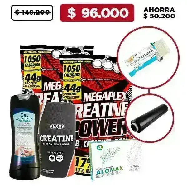 2 Unid Megaplex 2 lb + Creatine 300 gr + Gel Antibacterial + Obsequio - Zona FIT