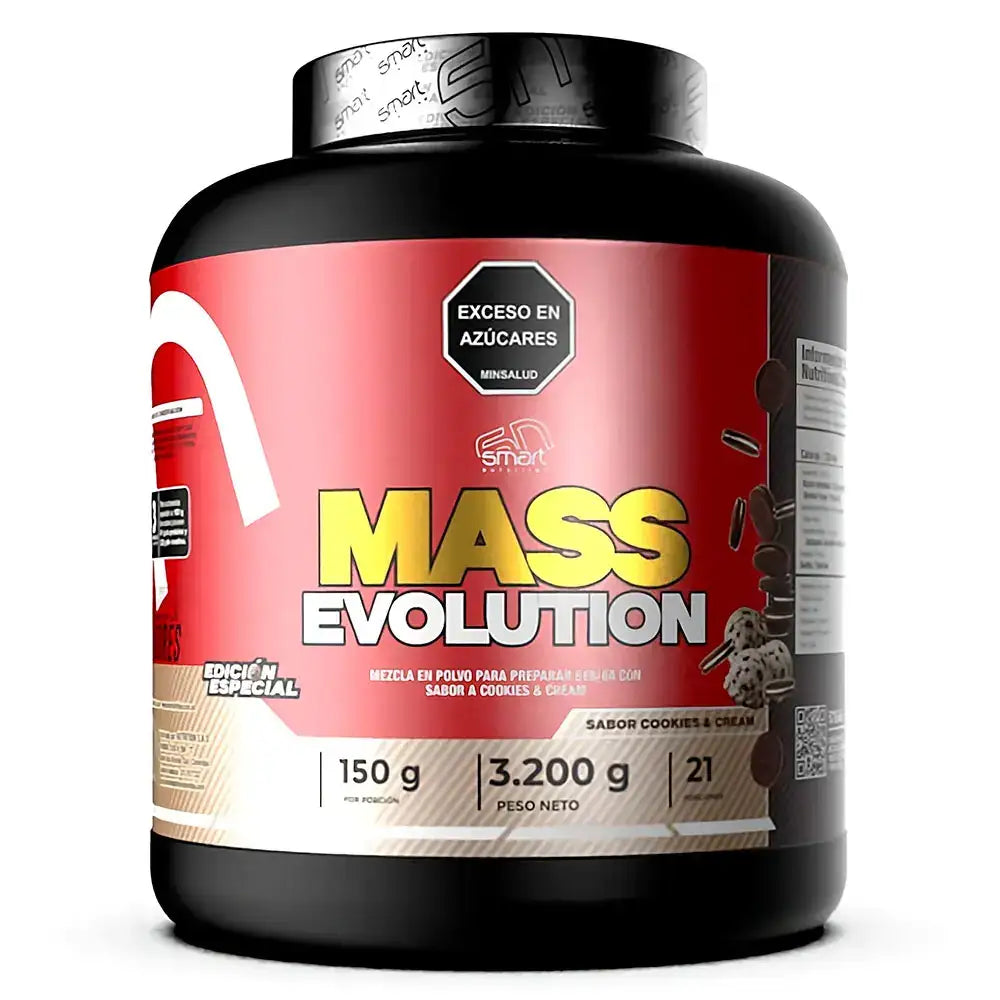 Mass Evolution sabor cookies & cream, mezcla en polvo para ganar masa muscular, 3.200 g