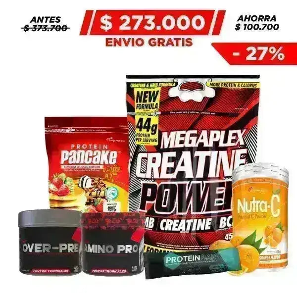 Megaplex Creatine Power 10 lb + Over Pre 45 serv + Amino Pro 45 serv. - Zona FIT