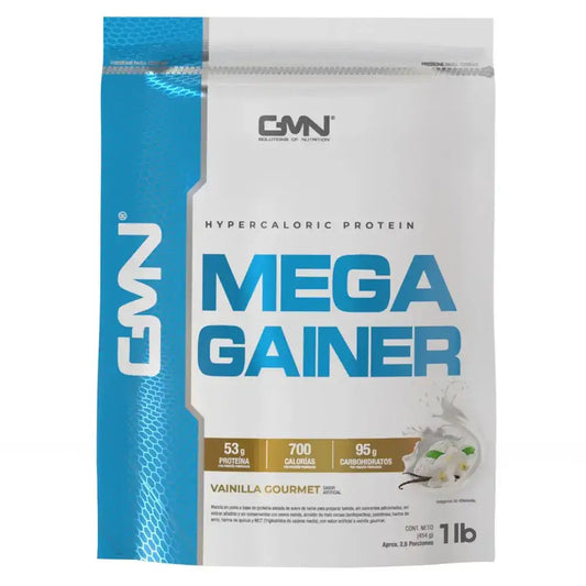 Mega Gainer proteína hipercalórica sabor vainilla gourmet, 53g proteína, 700 calorías por porción