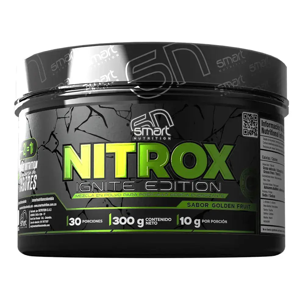 Nitrox Ignite Edition sabor Golden Fruit, mezcla en polvo energizante de Smart Nutrition, 300g