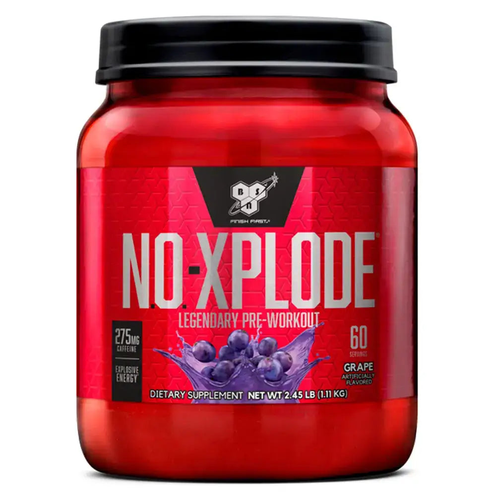 Suplemento pre-entreno NO-Xplode sabor uva, 60 porciones, energía explosiva para entrenamientos intensos