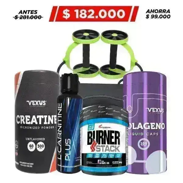 Burner Stack 360 gr + L-Carnitine Plus 500 ml + Creatine 300 gr - Zona FIT