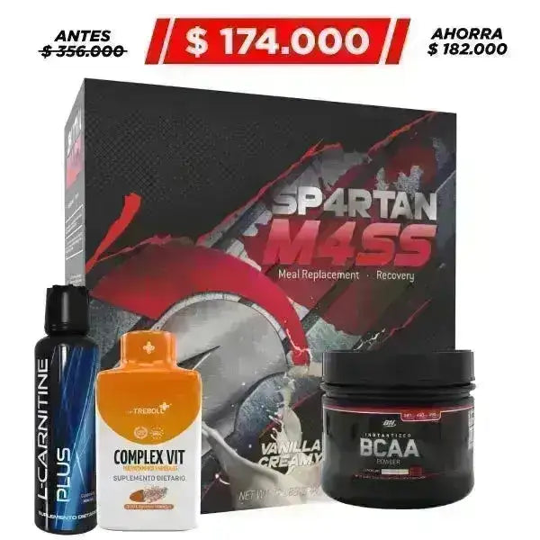 Spartan Mass 12 lb + L-Carnitine 500 ml + BCAA Powder 40 serv + Obsequio - Zona FIT