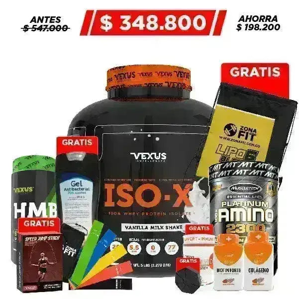 ISO-X 5 lb + HMB 90 Caps + Bandas de Resistencia + Obsequio - Zona FIT