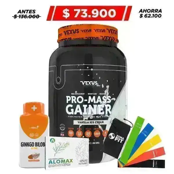 Pro Mass Gainer 3 lb + Bandas Elásticas + Obsequio - Zona FIT