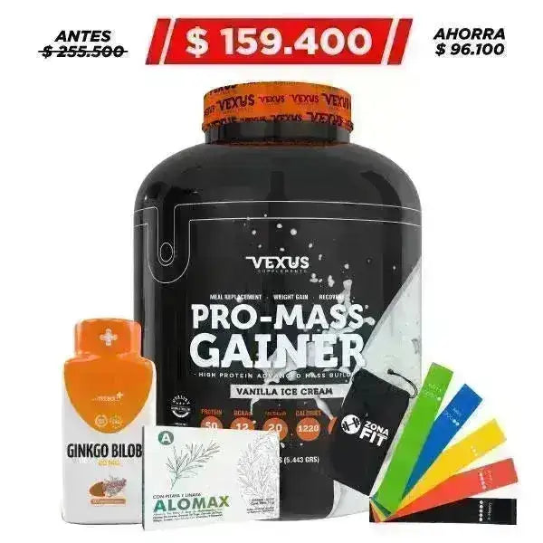 Pro Mass Gainer 12 lb + Bandas Elásticas + Obsequio - Zona FIT