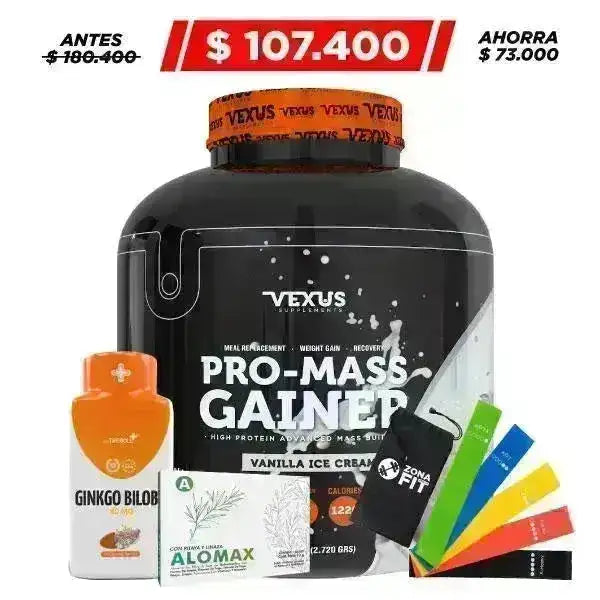 Pro Mass Gainer 6 lb + Bandas Elásticas + Obsequio - Zona FIT