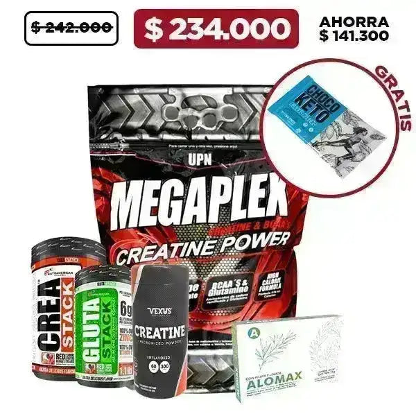 Megaplex 10 lb + Crea Stack 1.3 lb + Gluta Stack 1.1 lb + Barra de Proteína + Obsequio - Zona FIT