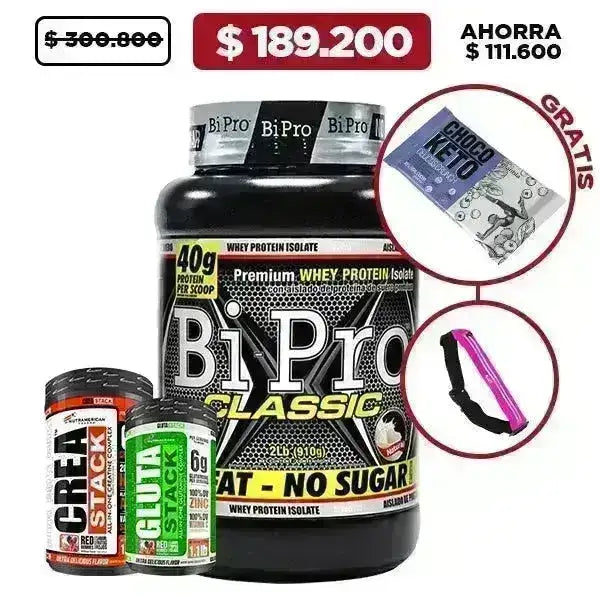 Bi Pro 908 gr + Gluta Stack 1.1 lb + Crea Stack 1.3 lb + Obsequios - Zona FIT