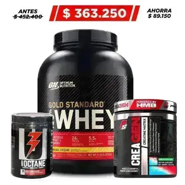 Gold Standard 5 lb + Creagen 30 serv + Amino Octane 10 serv - Zona FIT